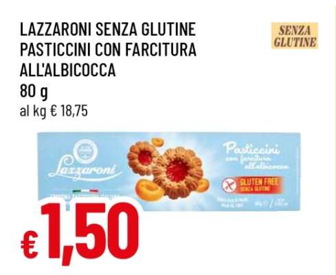 Lazzaroni Senza Glutine Pasticcini con Farcitura all'Albicocca