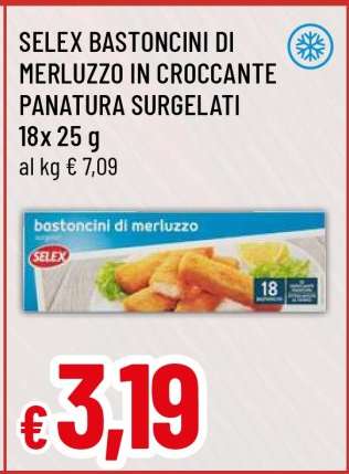 SELEX BASTONCINI DI MERLUZZO IN CROCCANTE PANATURA SURGELATI