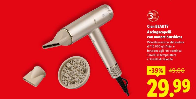 Cien BEAUTY Asciugacapelli con motore brushless