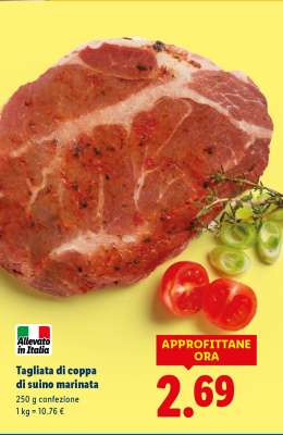 Tagliata di coppa di suino marinata