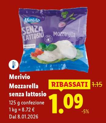 Merivio Mozzarella senza lattosio