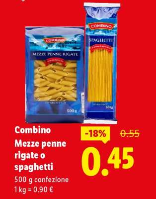 Combino Mezze penne rigate o spaghetti