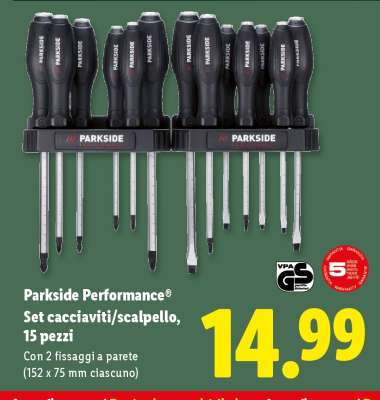 Parkside Performance Set cacciaviti/scalpello, 15 pezzi