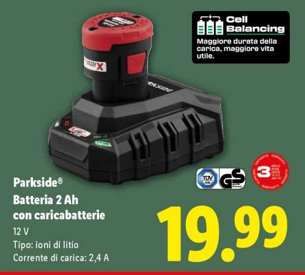 PARKSIDE® Batteria 2 Ah con caricabatterie