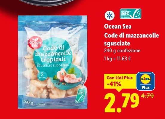 Ocean Sea Code di mazzancolle sgusciate