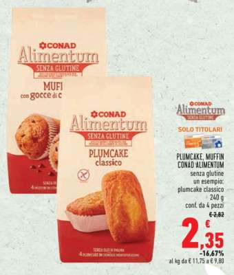 Plumcake, Muffin Conad Alimentum