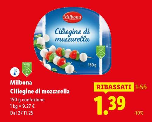 Milbona Ciliegine di mozzarella