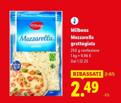 Milbona Mozzarella grattugiata