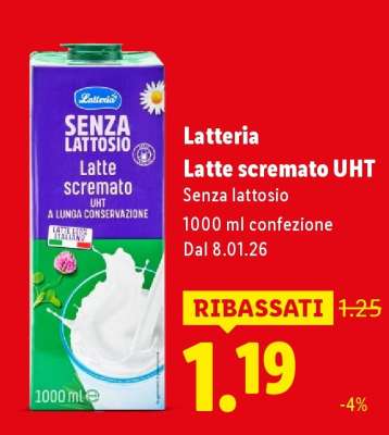 Latteria Latte scremato UHT