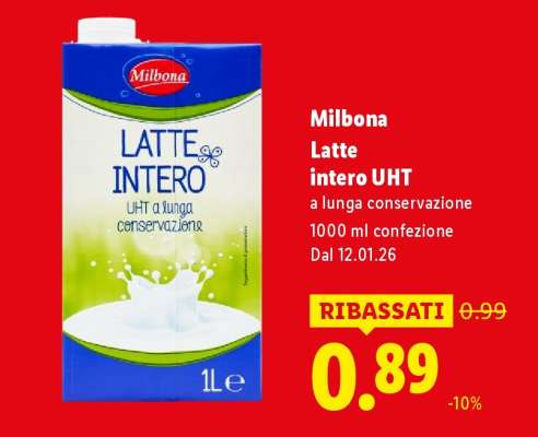Milbona Latte intero UHT