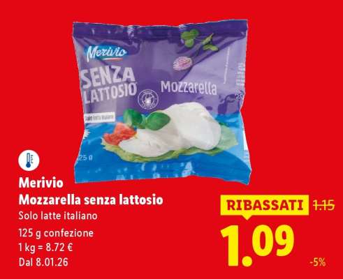 Merivio Mozzarella senza lattosio