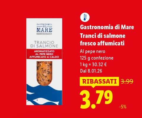 Gastronomia di Mare Tranci di salmone fresco affumicati