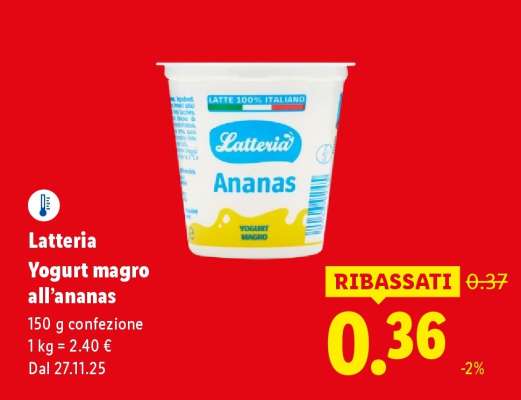 Latteria Yogurt magro all’ananas