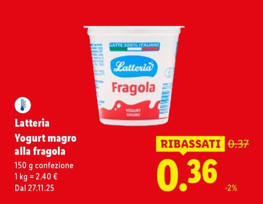Latteria Yogurt magro alla fragola