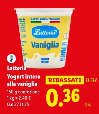 Latteria Yogurt intero alla vaniglia