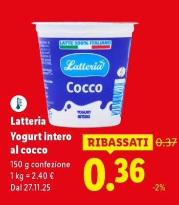 Latteria Yogurt intero al cocco