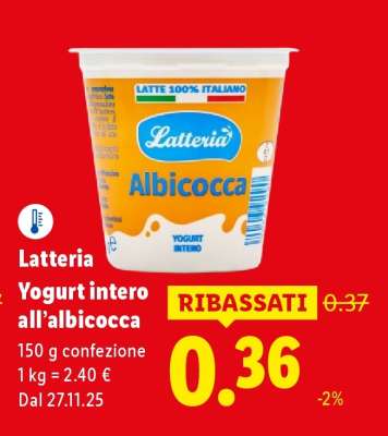 Latteria Yogurt intero all’albicocca