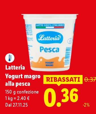 Latteria Yogurt magro alla pesca