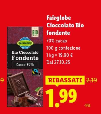 Fairglobe Cioccolato Bio fondente