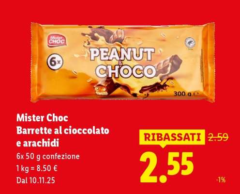 Mister Choc Barrette al cioccolato e arachidi