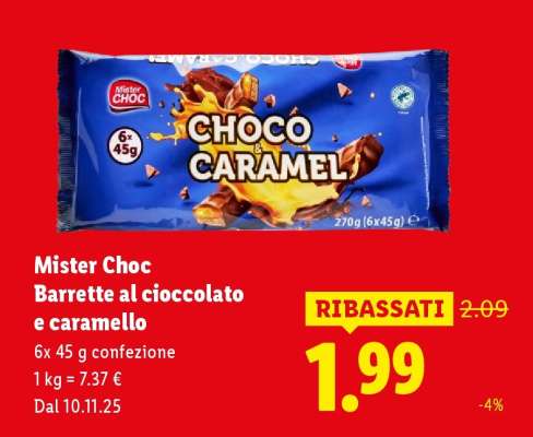 Mister Choc Barrette al cioccolato e caramello