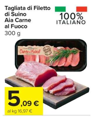 Tagliata di Filetto di Suino Aia Carne al Fuoco