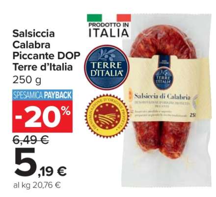 Salsiccia Calabra Piccante DOP Terre d’Italia