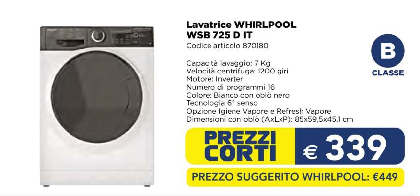Lavatrice WHIRLPOOL WSB 725 D IT