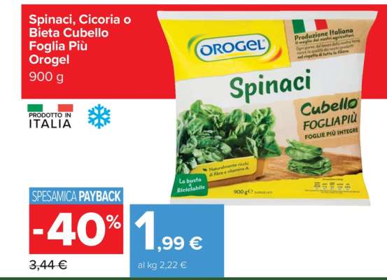 Spinaci, Cicoria o Bieta Cubello Foglia Più Orogel