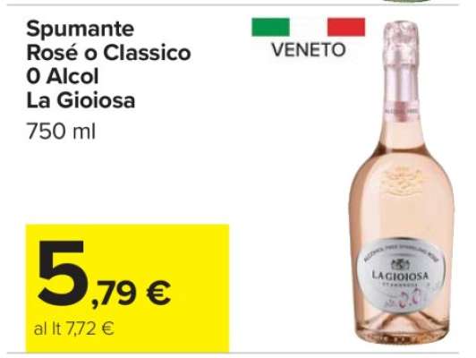 Spumante Rosé o Classico 0 Alcol La Gioiosa
