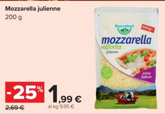 Mozzarella julienne