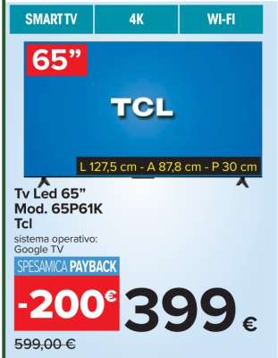 Tv Led 65” Mod. 65P61K Tcl