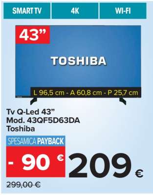 Tv Q-Led 43” Mod. 43QF5D63DA Toshiba