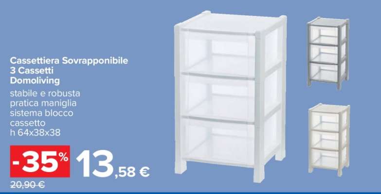 Cassettiera Sovrapponibile 3 Cassetti Domoliving