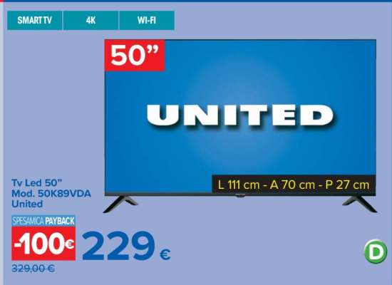 Tv Led 50” Mod. 50K89VDA United