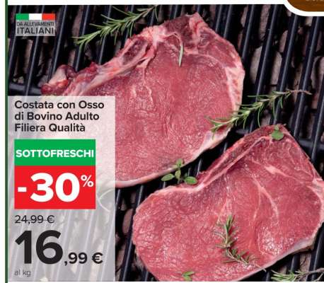 Costata con Osso di Bovino Adulto Filiera Qualità