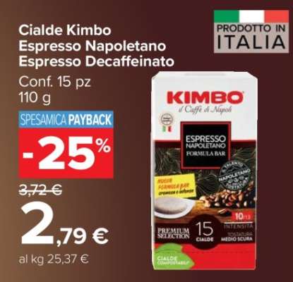 Cialde Kimbo Espresso Napoletano Espresso Decaffeinato