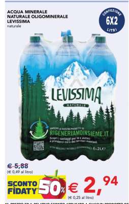 ACQUA MINERALE NATURALE OLIGOMINERALE LEVISSIMA