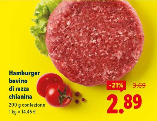 Hamburger bovino di razza chianina