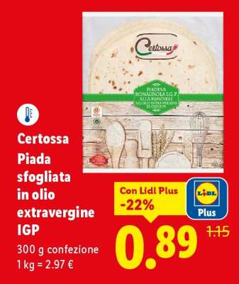 Certossa Piada sfogliata in olio extravergine IGP