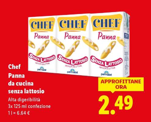 Chef Panna da cucina senza lattosio