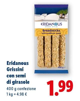 Eridanous Grissini con semi di girasole