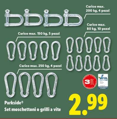 PARKSIDE® Set moschettoni o grilli a vite