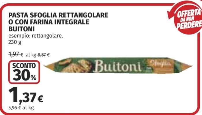 PASTA SFOGLIA RETTANGOLARE O CON FARINA INTEGRALE BUITONI