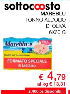MAREBLU TONNO ALL’OLIO DI OLIVA 6X60 G