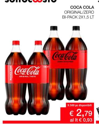 COCA COLA ORIGINAL/ZERO BI-PACK 2X1,5 LT