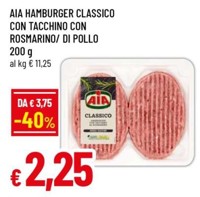 AIA HAMBURGER CLASSICO CON TACCHINO CON ROSMARINO/ DI POLLO