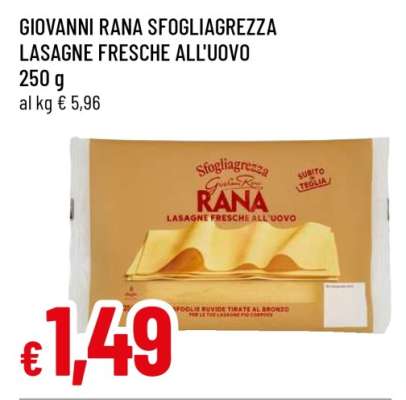 GIOVANNI RANA SFOGLIAGREZZA LASAGNE FRESCHE ALL'UOVO