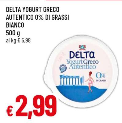 DELTA YOGURT GRECO AUTENTICO 0% DI GRASSI BIANCO