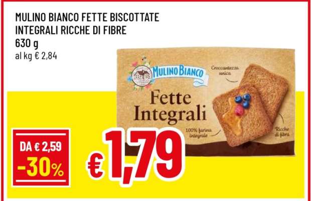 MULINO BIANCO FETTE BISCOTTATE INTEGRALI RICCHE DI FIBRE